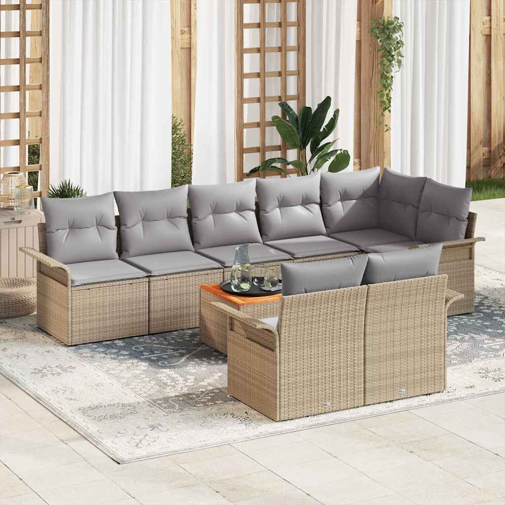 vidaXL Tuinbank Set met kussen 9 pcs Zwart poly rattan