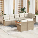 vidaXL Tuinbank Set met kussen 9 pcs Zwart poly rattan