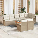 vidaXL Tuinbank Set met kussen 9 pcs Zwart poly rattan