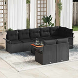 vidaXL Tuinbank Set met kussen 9 pcs Zwart poly rattan
