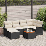 vidaXL Tuinbank Set met kussen 7 pcs Zwart poly rattan