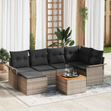 vidaXL Tuinbank Set met kussen 7 pcs Zwart poly rattan