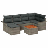 vidaXL Tuinbank Set met kussen 7 pcs Zwart poly rattan