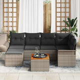 vidaXL Tuinbank Set met kussen 7 pcs Zwart poly rattan