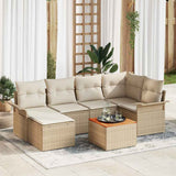 vidaXL Tuinbank Set met kussen 7 pcs Zwart poly rattan