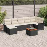 vidaXL Tuinbank Set met kussen 8 pcs Zwart poly rattan