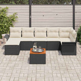 vidaXL Tuinbank Set met kussen 8 pcs Zwart poly rattan