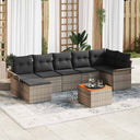 vidaXL Tuinbank Set met kussen 8 pcs Zwart poly rattan