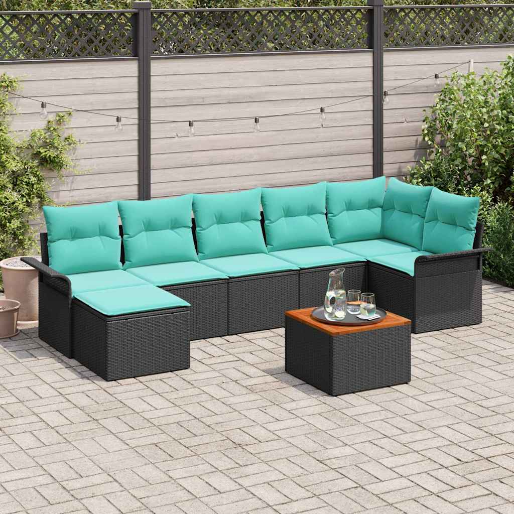vidaXL Tuinbank Set met kussen 8 pcs Grijs poly rattan