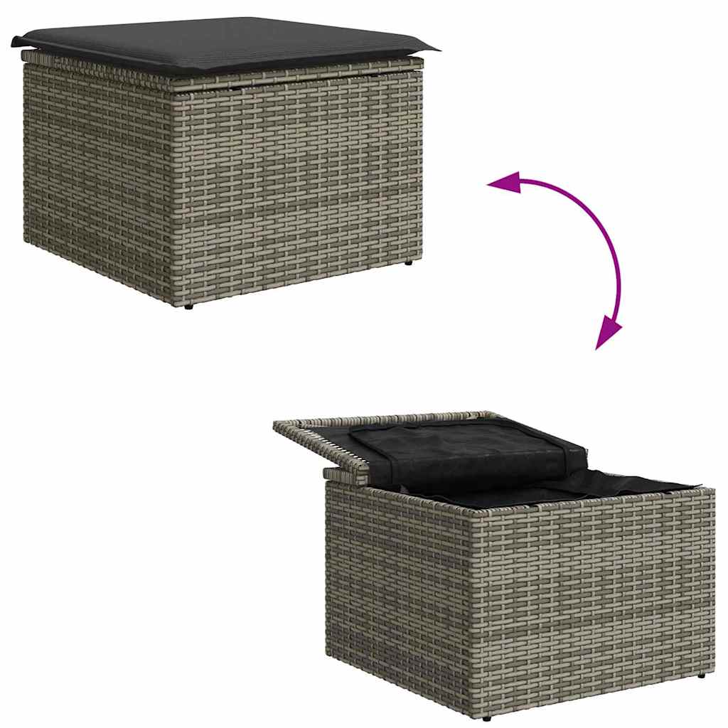 vidaXL Tuinbank Set met kussen 9 pcs Zwart poly rattan