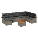 vidaXL Tuinbank Set met kussen 9 pcs Zwart poly rattan