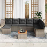 vidaXL Tuinbank Set met kussen 9 pcs Zwart poly rattan