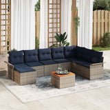 vidaXL Tuinbank Set met kussen 9 pcs Grijs poly rattan