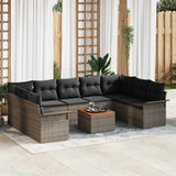 vidaXL Tuinbank Set met kussen 10 pcs Zwart poly rattan