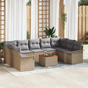 vidaXL Tuinbank Set met kussen 10 pcs Zwart poly rattan