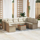 vidaXL Tuinbank Set met kussen 10 pcs Zwart poly rattan