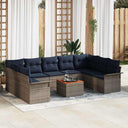 vidaXL Tuinbank Set met kussen 10 pcs Grijs poly rattan