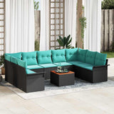 vidaXL Tuinbank Set met kussen 10 pcs Grijs poly rattan