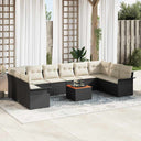 vidaXL Tuinbank Set met kussen 11 pcs Zwart poly rattan