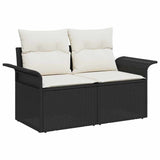 vidaXL Tuinbank Set met kussen 11 pcs Zwart poly rattan