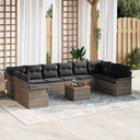 vidaXL Tuinbank Set met kussen 11 pcs Zwart poly rattan