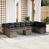 vidaXL Tuinbank Set met kussen 11 pcs Zwart poly rattan