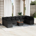 vidaXL Tuinbank Set met kussen 11 pcs Zwart poly rattan