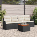 vidaXL Tuinbank Set met kussen 5 pcs Zwart poly rattan