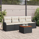 vidaXL Tuinbank Set met kussen 5 pcs Zwart poly rattan