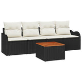 vidaXL Tuinbank Set met kussen 5 pcs Zwart poly rattan