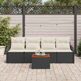 vidaXL Tuinbank Set met kussen 5 pcs Zwart poly rattan