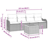 vidaXL Tuinbank Set met kussen 5 pcs Zwart poly rattan