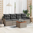 vidaXL Tuinbank Set met kussen 5 pcs Zwart poly rattan