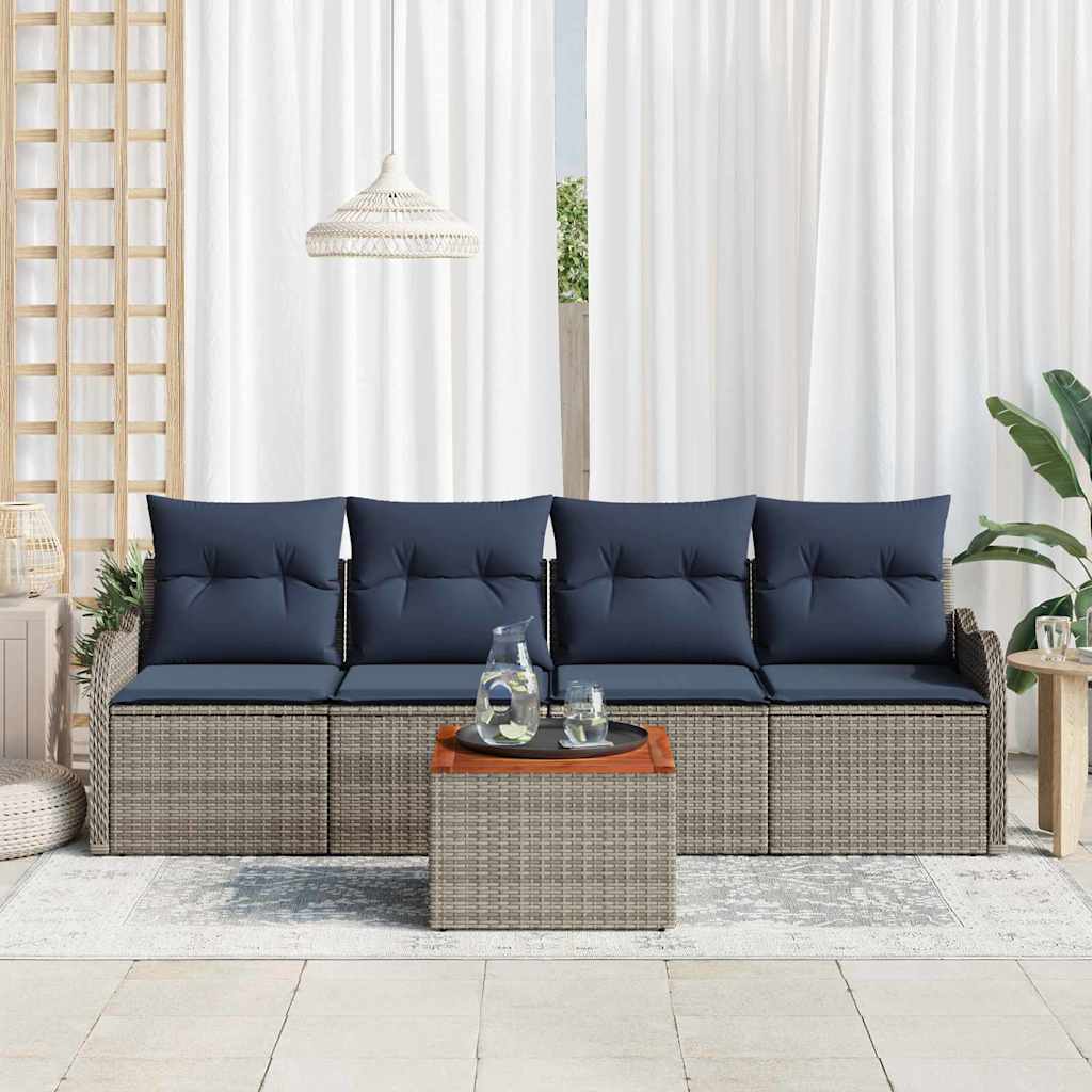 vidaXL Tuinbank Set 5 st Grijs poly rattan