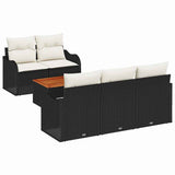vidaXL Tuinbank Set met kussen 6 pcs Zwart poly rattan