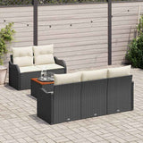 vidaXL Tuinbank Set met kussen 6 pcs Zwart poly rattan