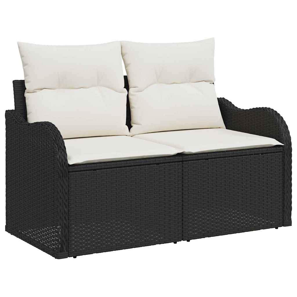 vidaXL Tuinbank Set met kussen 6 pcs Zwart poly rattan
