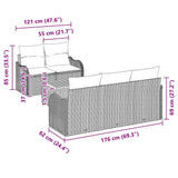 vidaXL Tuinbank Set met kussen 6 pcs Zwart poly rattan