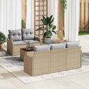 vidaXL Tuinbank Set met kussen 6 pcs Zwart poly rattan