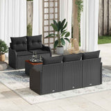 vidaXL Tuinbank Set met kussen 6 pcs Zwart poly rattan