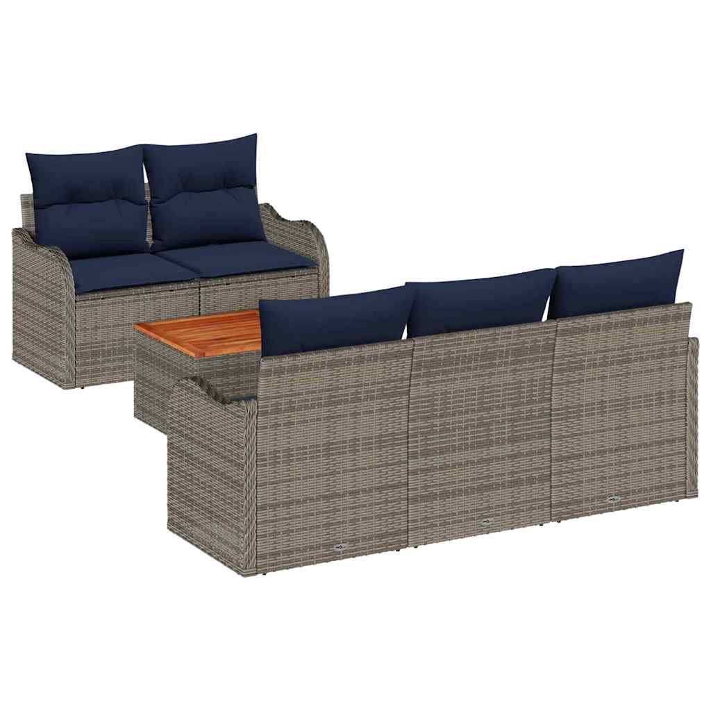vidaXL Tuinbank Set 6 st Grijs poly rattan
