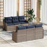 vidaXL Tuinbank Set 7 st Grijs poly rattan