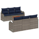 vidaXL Tuinbank Set 7 st Grijs poly rattan