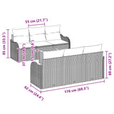vidaXL Tuinbank Set 7 st Grijs poly rattan
