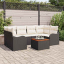 vidaXL Tuinbank Set met kussen 7 pcs Zwart poly rattan