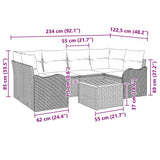 vidaXL Tuinbank Set met kussen 7 pcs Zwart poly rattan