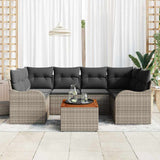 vidaXL Tuinbank Set met kussen 7 pcs Zwart poly rattan
