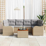 vidaXL Tuinbank Set met kussen 7 pcs Zwart poly rattan