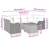 vidaXL Garden Sofa Set 7 pcs Grey poly rattan