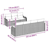 vidaXL Tuinbank Set met kussen 8 pcs Zwart poly rattan